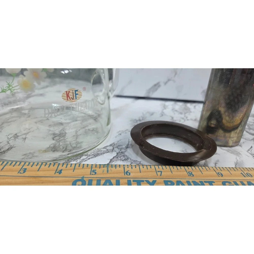Vintage KJF Daisy Direct Heat Glass Tea/Coffee‎ Pot w/Infuser No Cap